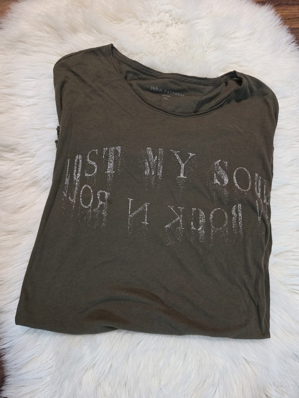 John Varvatos Olive Green Short Sleeve Graphic Tee